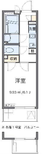 T ヴィルヌーブV(1K/2階)の間取り写真