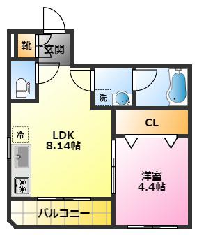 HORN ウエスト KOSUGIホーンウエストコスギ(1LDK/2階)の間取り写真