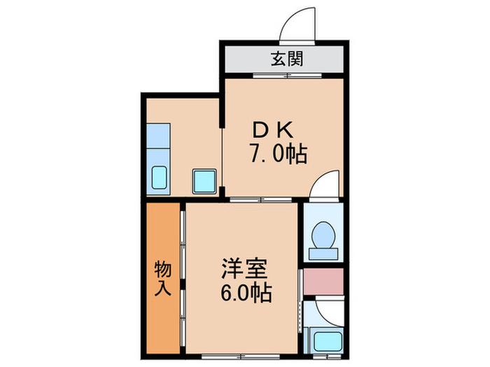 三幸ビル(1DK/3階)の間取り写真