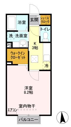 サンクテュエールII(1K/1階)の間取り写真
