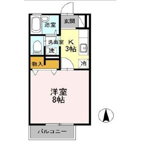 サンハイツ小中島D(1K/2階)の間取り写真