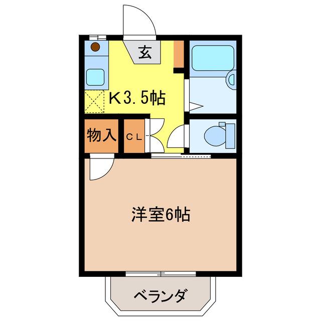プレジデントI(1K/2階)の間取り写真