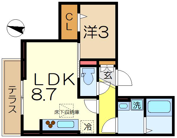 D PAINA弘明寺Ⅱ(1LDK/1階)の間取り写真