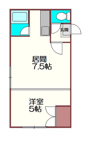 ロアール新札幌2-6(1DK/1階)の間取り写真