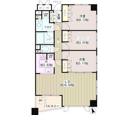 クラッサ調布(3LDK/5階)の間取り写真