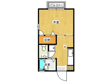 ディアス船木(1K/1階)の間取り写真