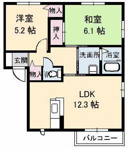 メゾンはなゆA棟(2LDK/2階)の間取り写真
