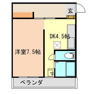 タリーズ(1DK/2階)の間取り写真