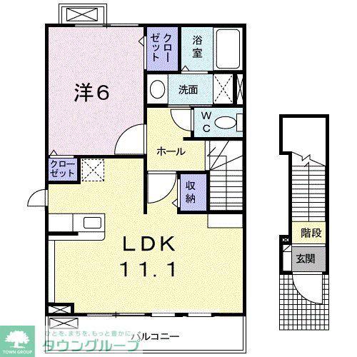 グランデュール(1LDK/2階)の間取り写真