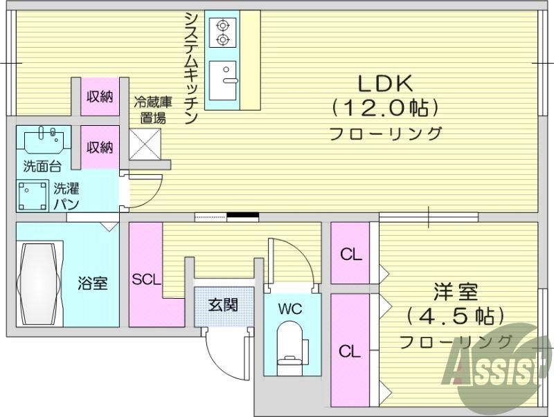 サニーハイツ(1LDK/1階)の間取り写真