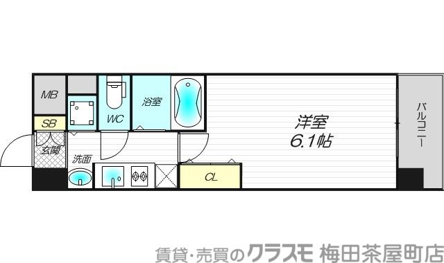 プレサンス天満橋アンジェ(1K/8階)の間取り写真
