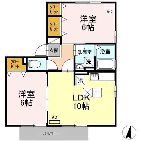 サニーコート清水(2LDK/1階)の間取り写真