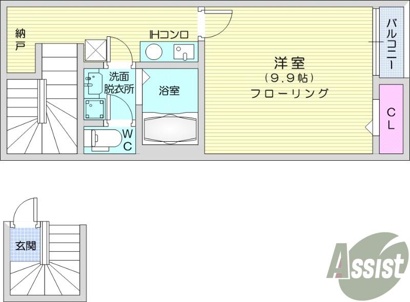 プランドール杜(1K/2階)の間取り写真