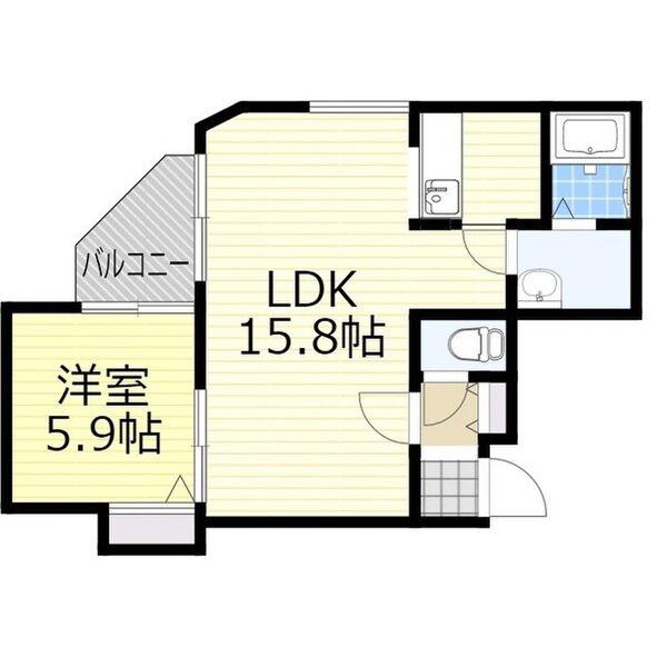 IBIZA中島公園(1LDK/2階)の間取り写真