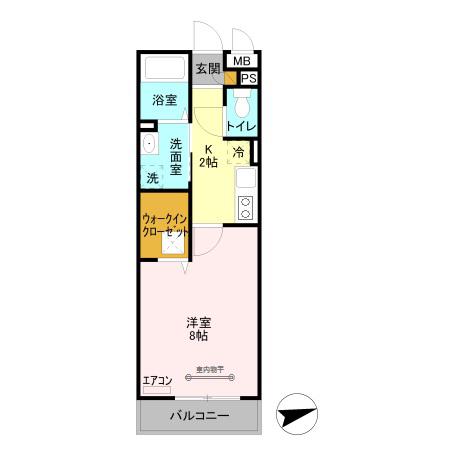 プランドール(1K/1階)の間取り写真