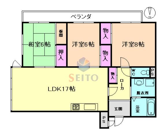 ヴェリー I(3LDK/3階)の間取り写真