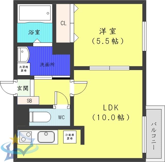 ナンディーヌトレーズ(1LDK/4階)の間取り写真