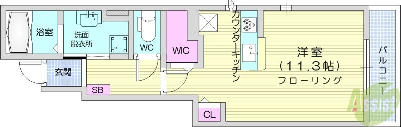 フェルマータOH(ワンルーム/1階)の間取り写真