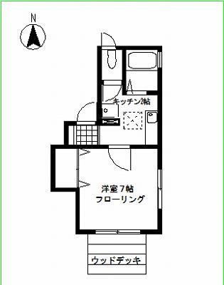 ツインローズ(1K/2階)の間取り写真