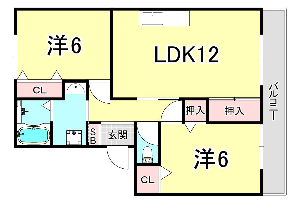 メゾン桃山台(2LDK/2階)の間取り写真