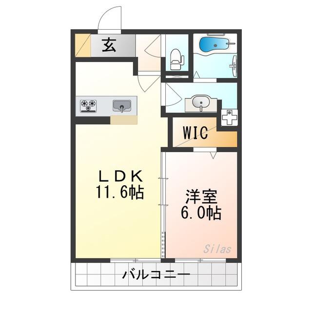 ピグナフィオーレB棟(1LDK/1階)の間取り写真