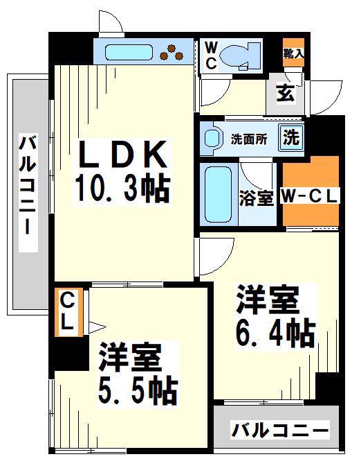 トレスヴィア(2LDK/2階)の間取り写真