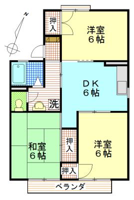 コーポまどか(3DK/2階)の間取り写真