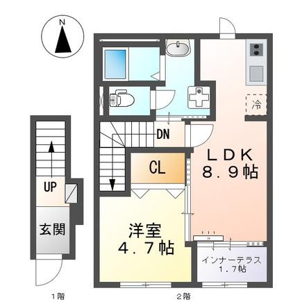 スターテラスII南田町(1LDK/2階)の間取り写真