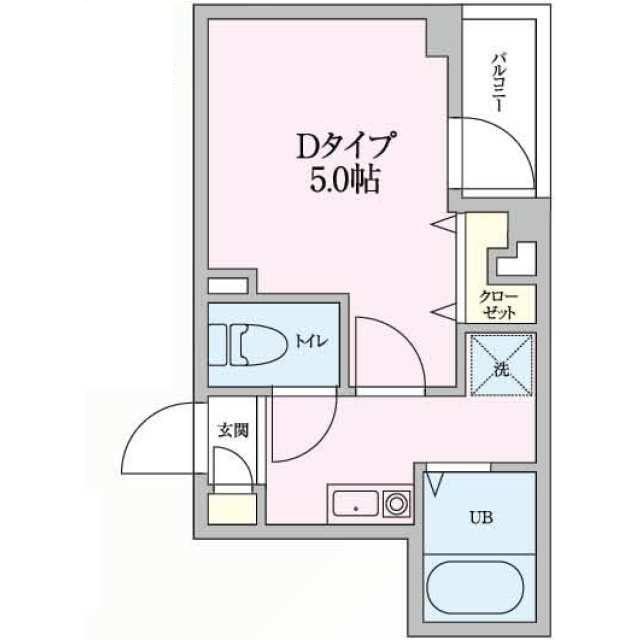 クレセントムーン(1K/2階)の間取り写真