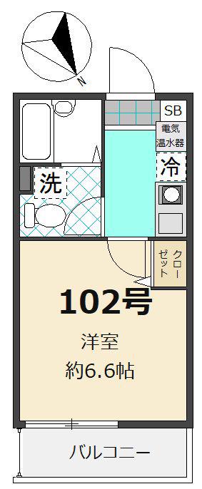 コンフォート由比ヶ浜(1K/1階)の間取り写真