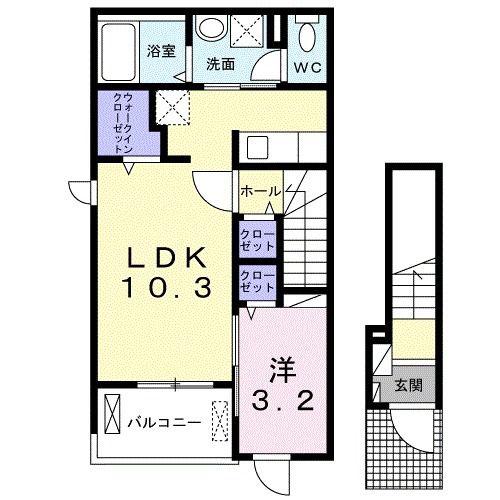 アクアプラ末武上 I(1LDK/2階)の間取り写真