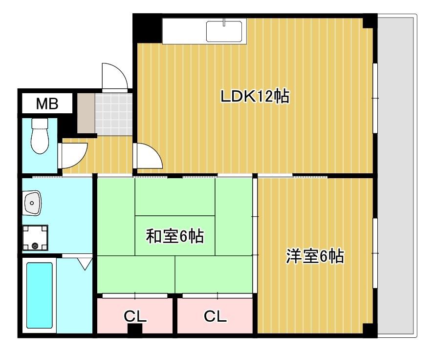 グランディール琴(2LDK/3階)の間取り写真
