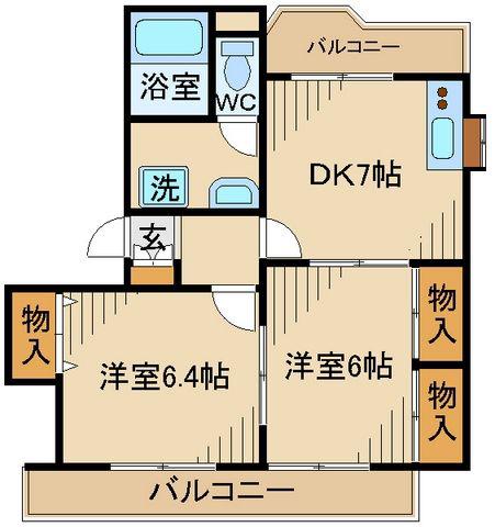 エクセルユキ(2DK/3階)の間取り写真