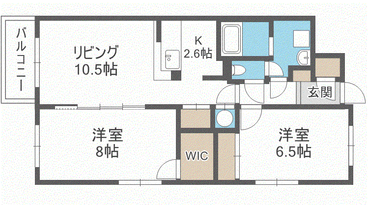 ミーテ新さっぽろ(2LDK/1階)の間取り写真