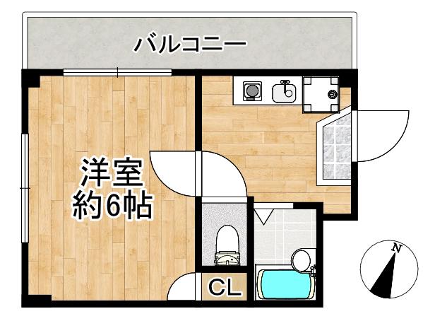 メゾンニシオ(1K/2階)の間取り写真