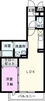 ROIDELOURSII(1LDK/1階)の間取り写真