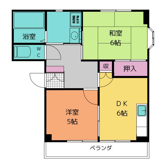 DREAMY八代II(2DK/2階)の間取り写真