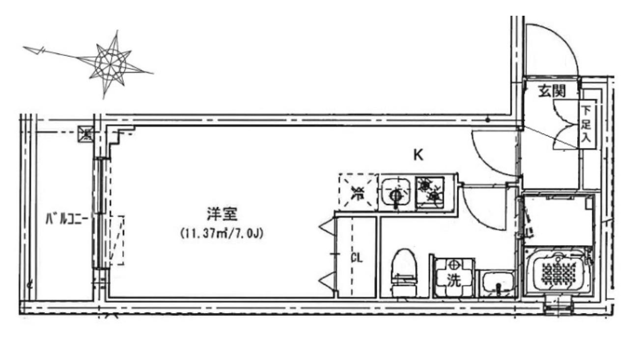 CREAL PREMIER目黒 クリアルプレミアメグロ(ワンルーム/1階)の間取り写真