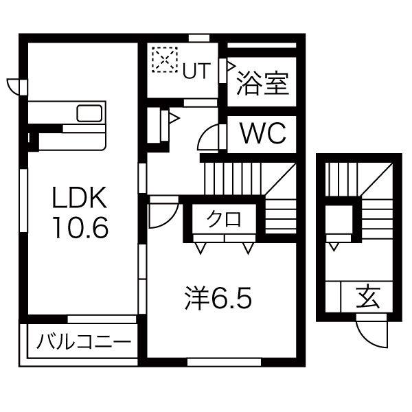 ローズガーデン(1LDK/2階)の間取り写真