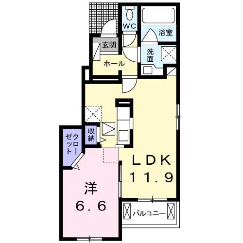ソフィア・横内(1LDK/1階)の間取り写真