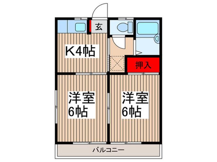 メゾン・ド・シエル(2K/2階)の間取り写真