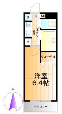 ミリアビタNO.2(1K/7階)の間取り写真