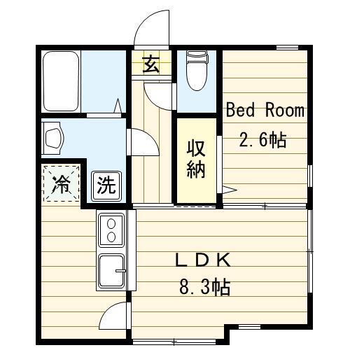 KA RESIDENCE NISHINIPPORI(1LDK/1階)の間取り写真