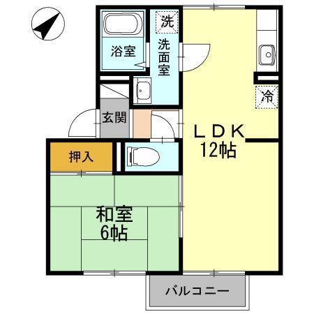 セジュール沢里(1LDK/1階)の間取り写真