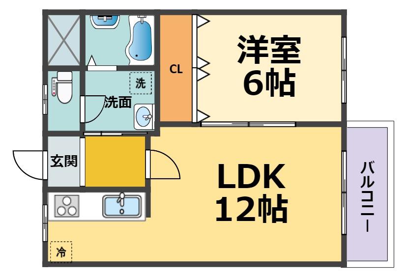 アバンテ甲子園(1LDK/2階)の間取り写真