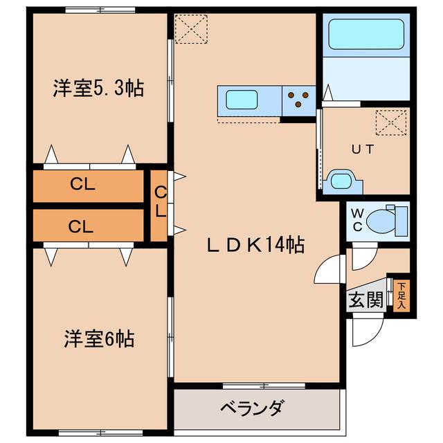  AGEHA(2LDK/2階)の間取り写真