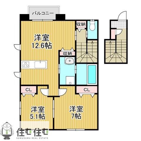 ハーバルヒルズ(2LDK/2階)の間取り写真