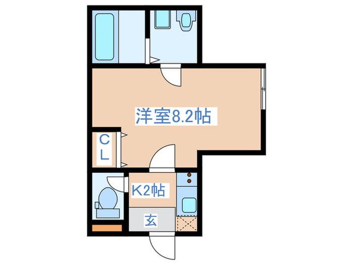 リッシェルノール(1K/2階)の間取り写真