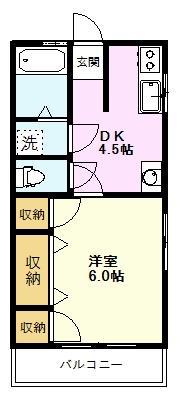 古山コーポ(1DK/3階)の間取り写真