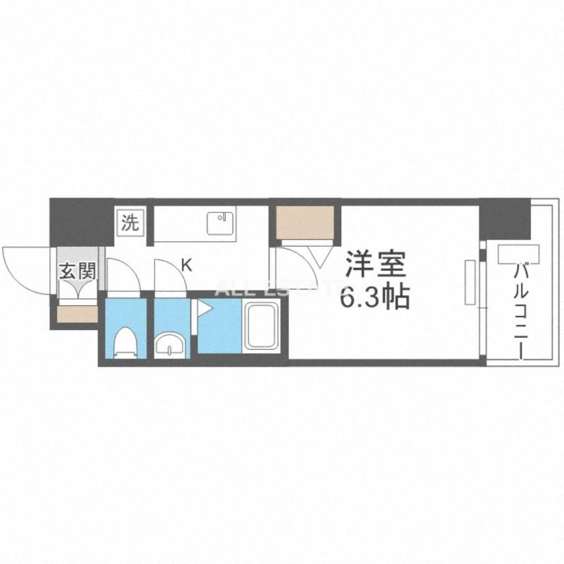 プレサンス森ノ宮 THEゲート(1K/3階)の間取り写真